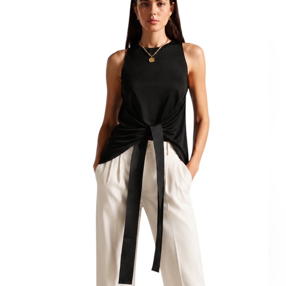 Ted Baker Tops - Ted Baker EVEAH 2 Black Halter Tunic Top Sleeveless Draped Asymmetric Blouse NEW